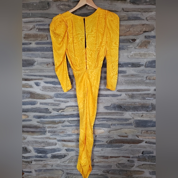 Ronny Kobo Astrid Ruched Moire Dress Yellow  XS - Picture 6 of 7